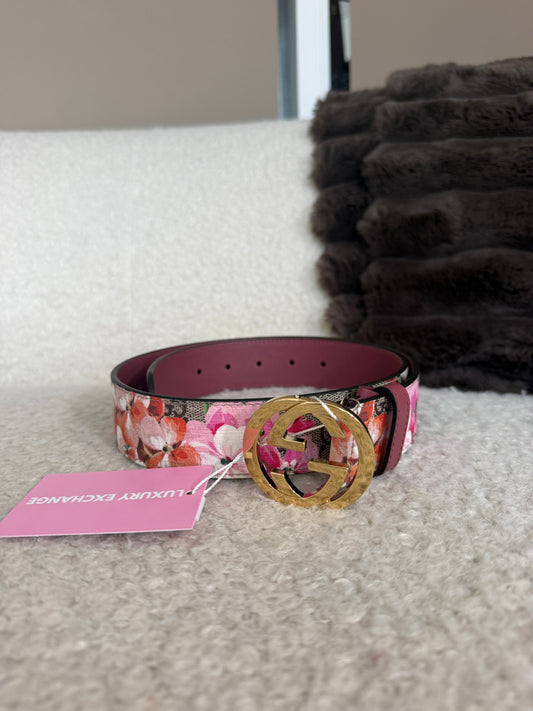 Pre-Owned GG Bloom Coated Canvas Belt 85