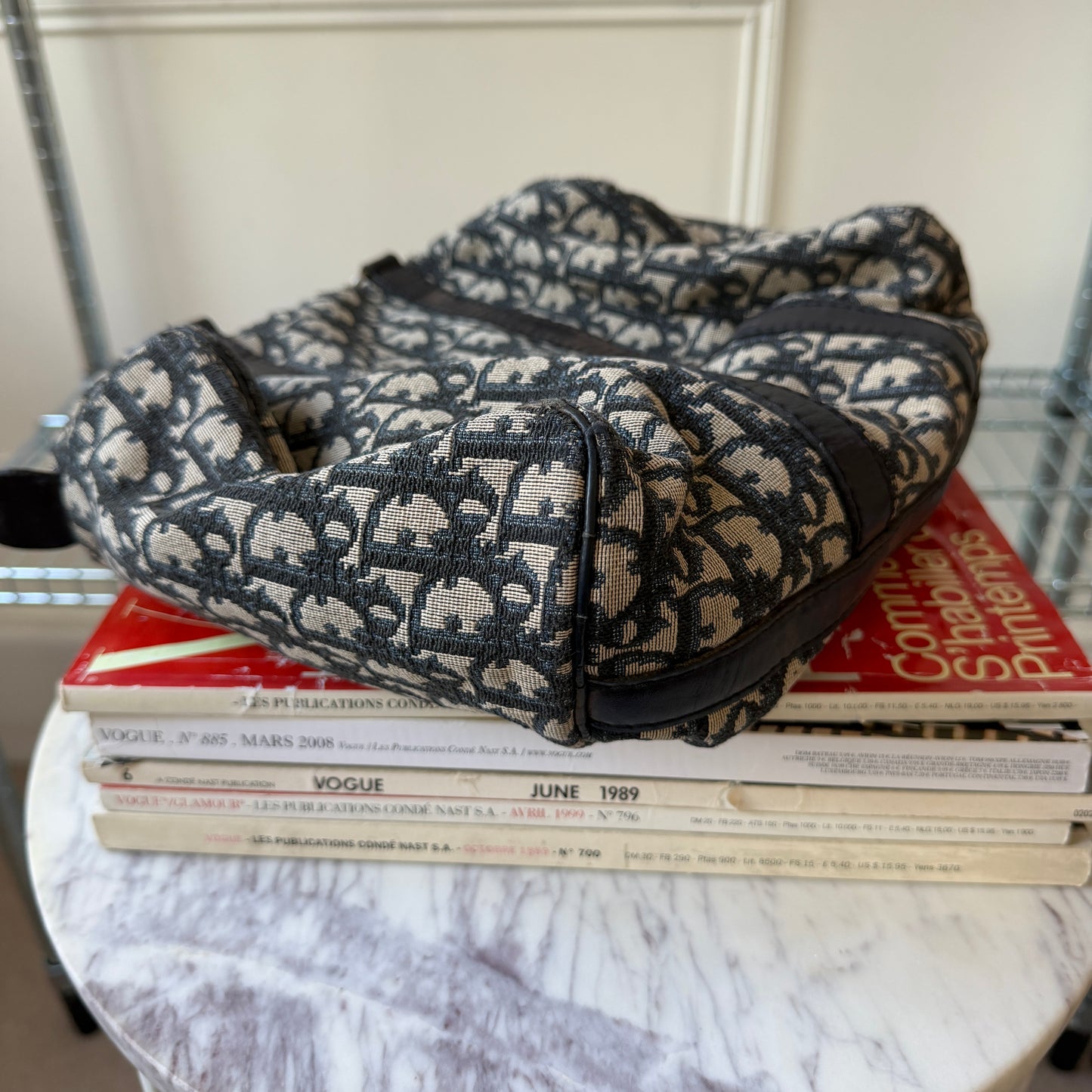 Pre-Owned Navy Oblique Canvas Boston Bag