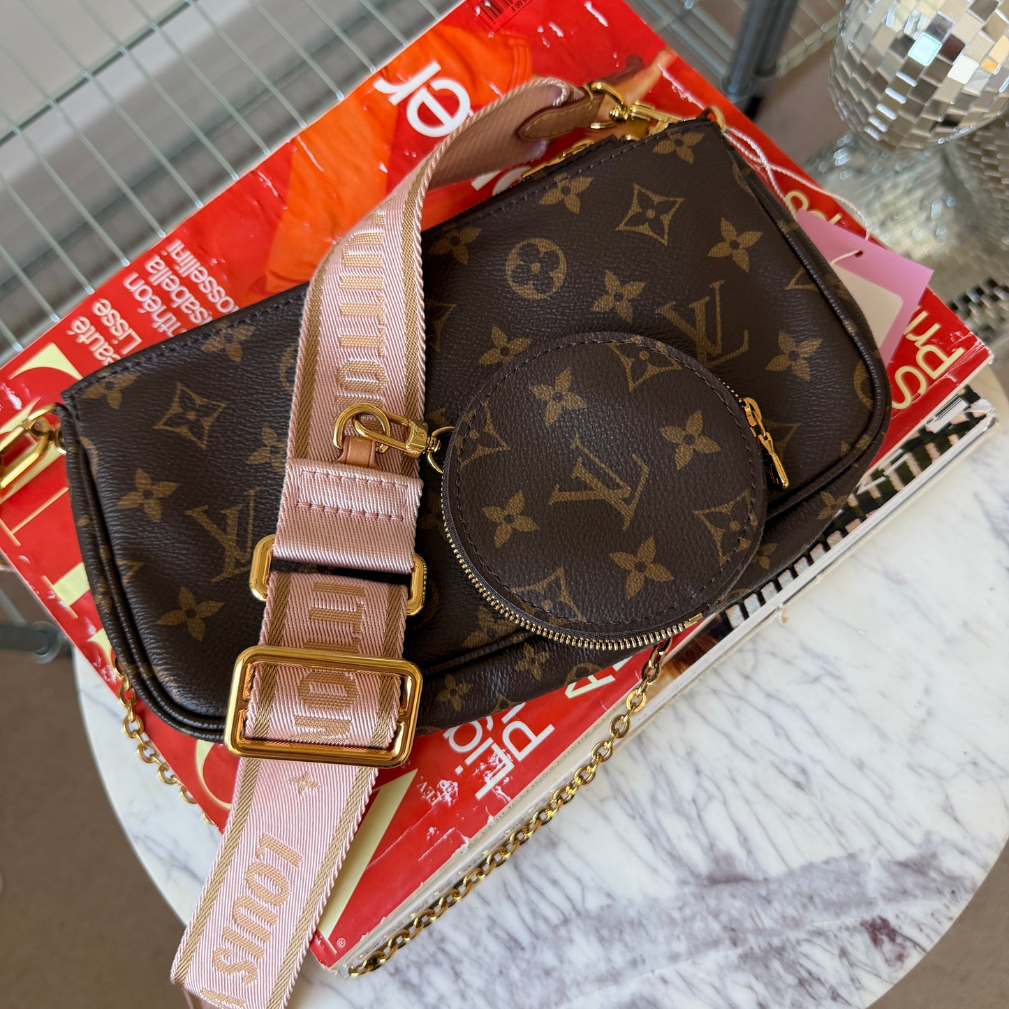 Pre-Owned Pink LV Monogram Canvas Multi-Pochette Crossbody Bag