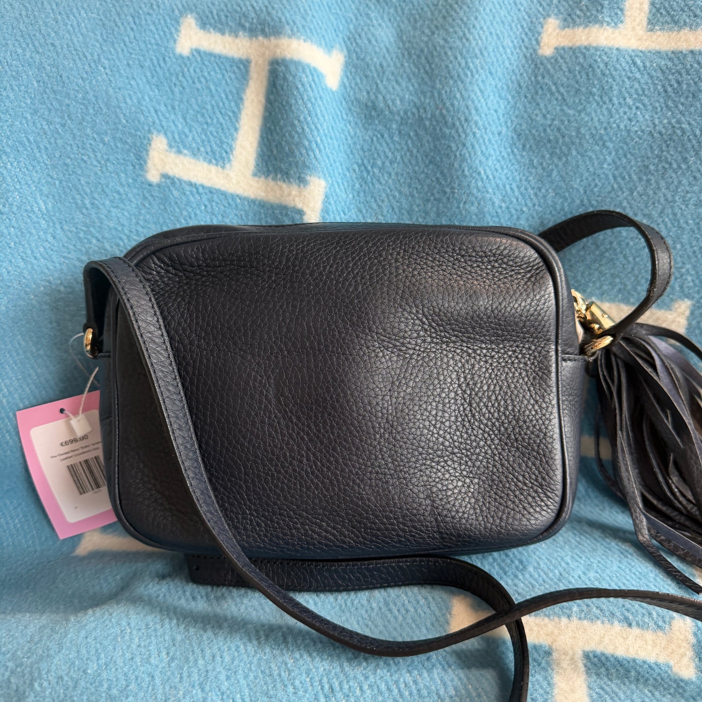 Pre-Owned Navy 'Soho' Grained Leather Crossbody Bag