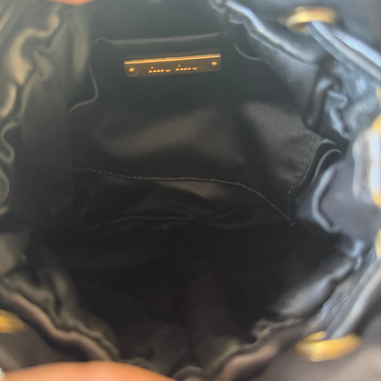 Pre-Owned Black Gold Studded Leather Bucket Bag