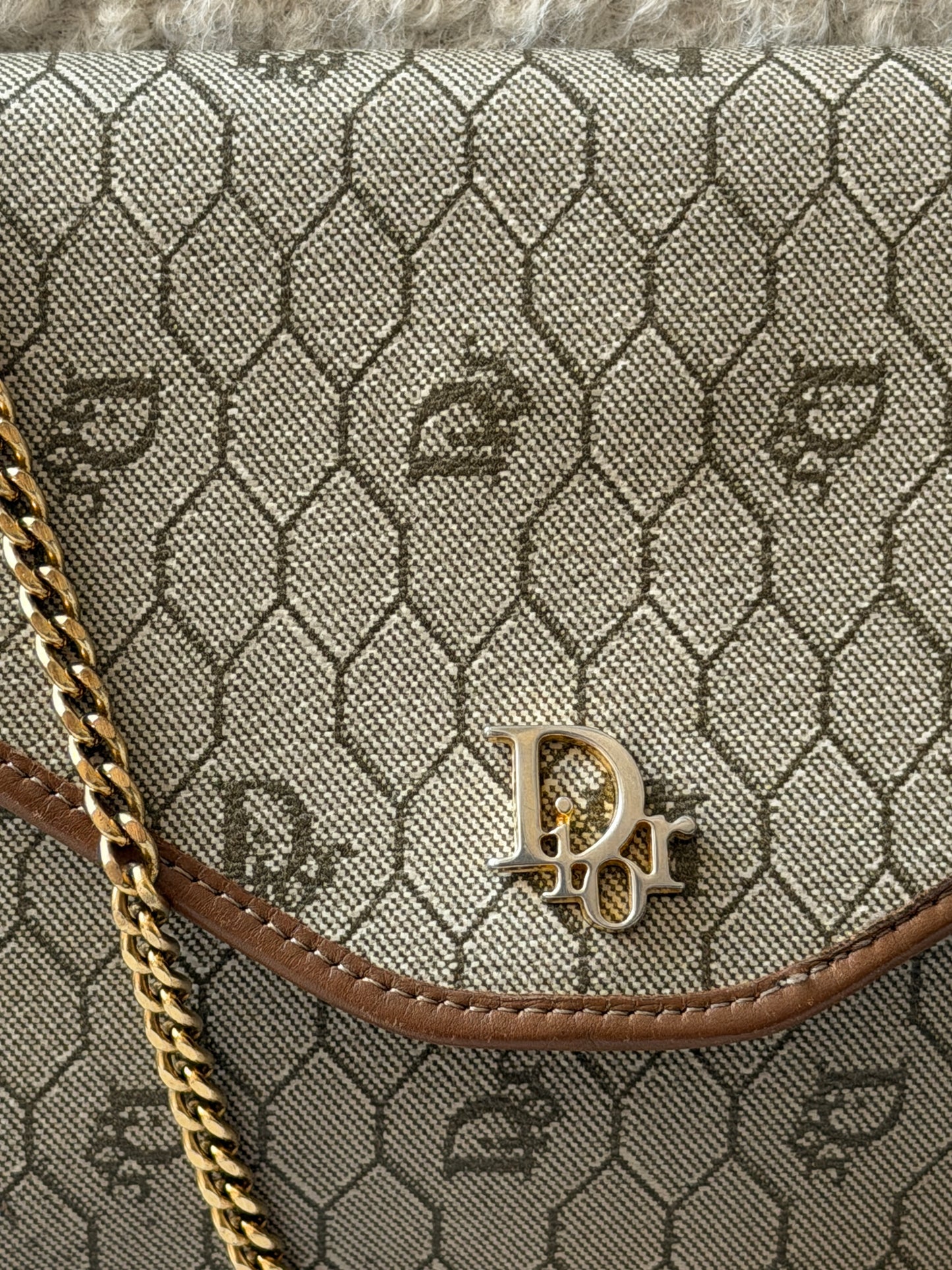 Pre-Owned DIOR Honeycomb Coated Canvas Shoulder Bag