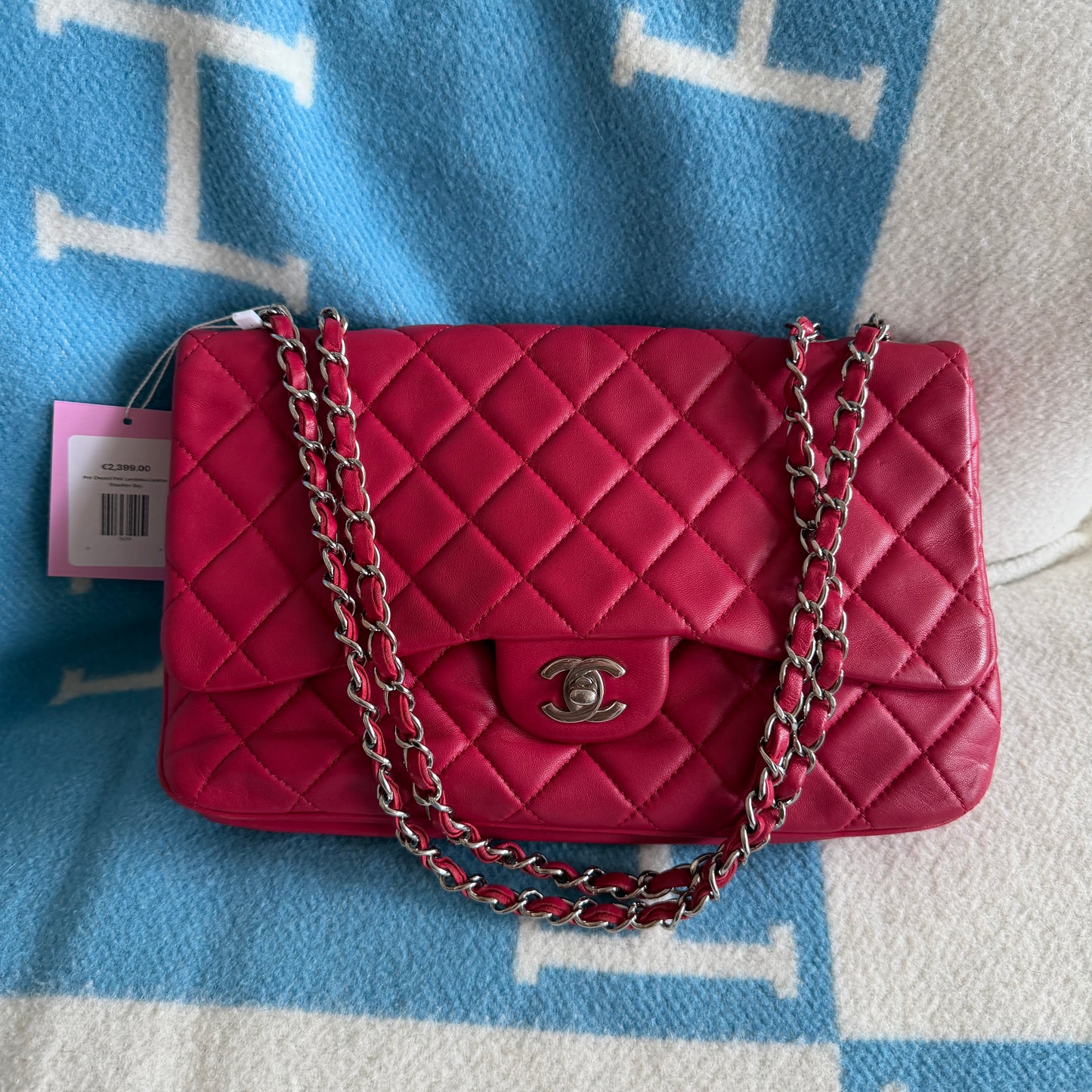 Pre-Owned Pink Lambskin Leather Shoulder Bag