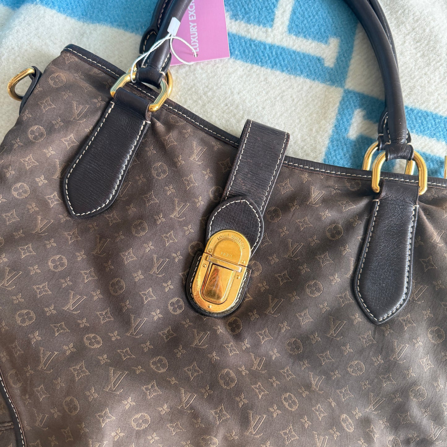 Pre-Owned Brown Mini Lin Canvas Handbag