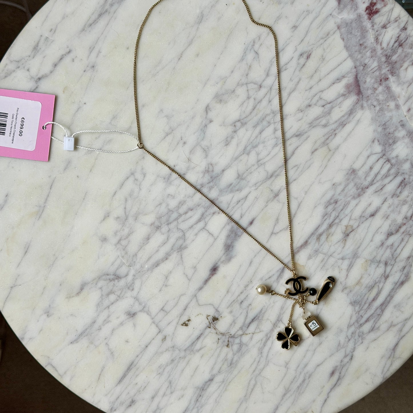 Pre-Owned Charm Champagne Gold-Tone Necklace