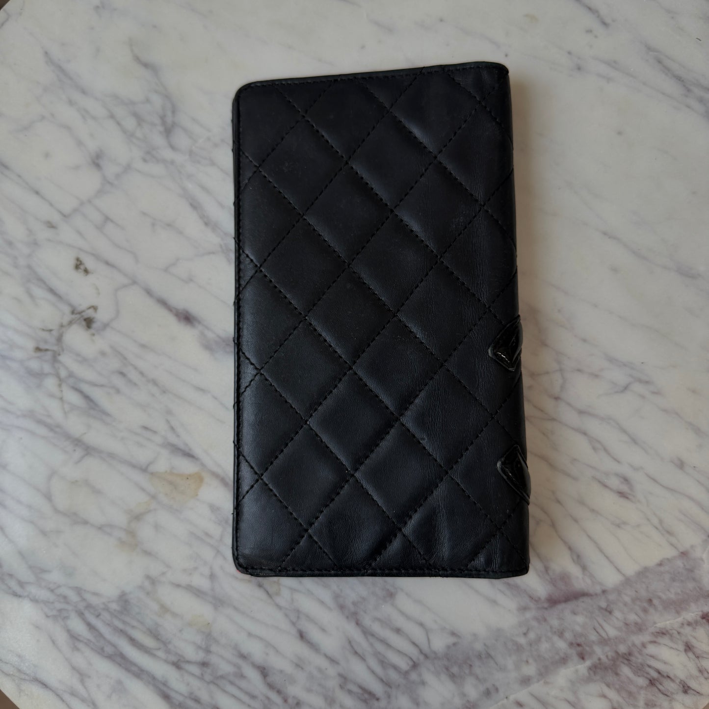 Pre-Owned Black Cambon Matelassé Lambskin Leather Organiser Wallet