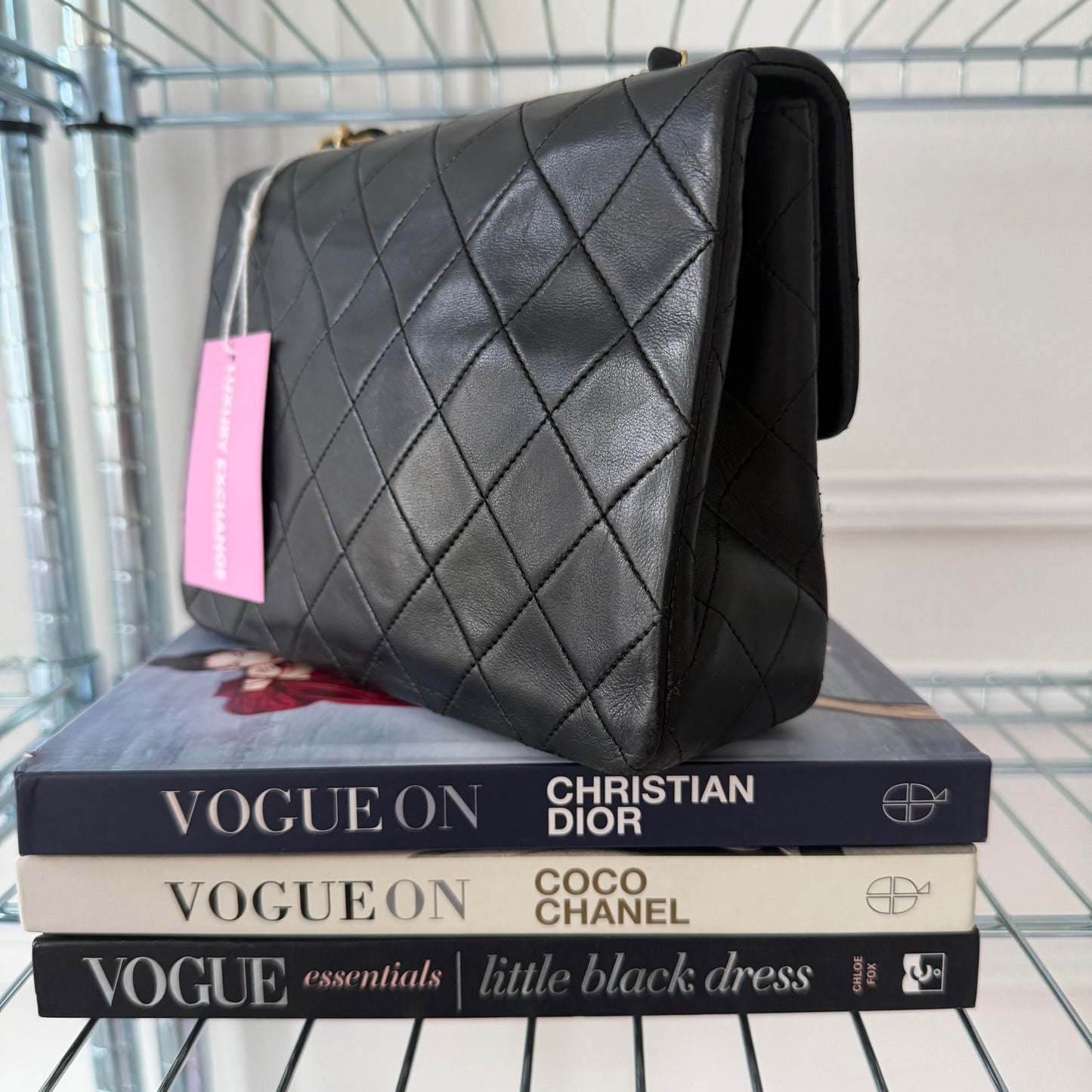 Pre-Owned Black Matelassé Lambskin Crossbody Square Single Flap Bag