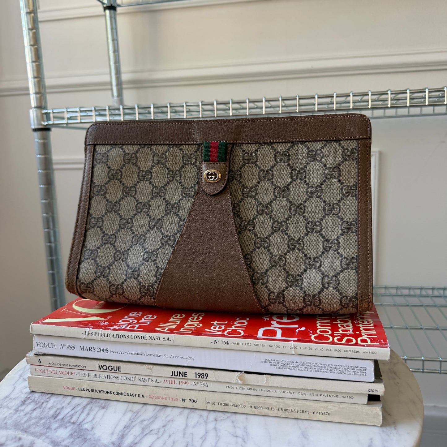 Pre-Owned GG Supreme Coated Canvas Clutch Bag