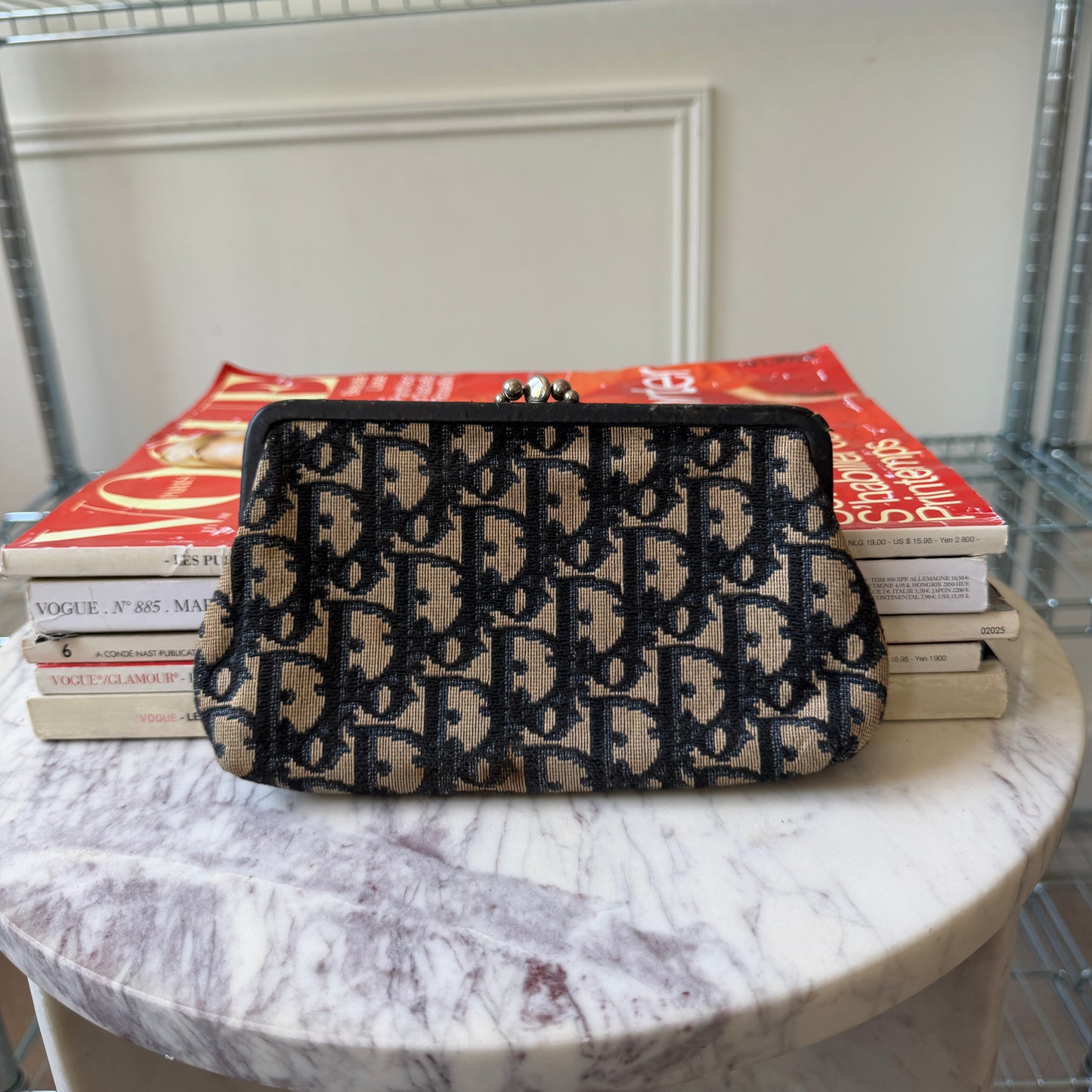 Pre-Owned Navy Trotter Canvas Clutch Bag