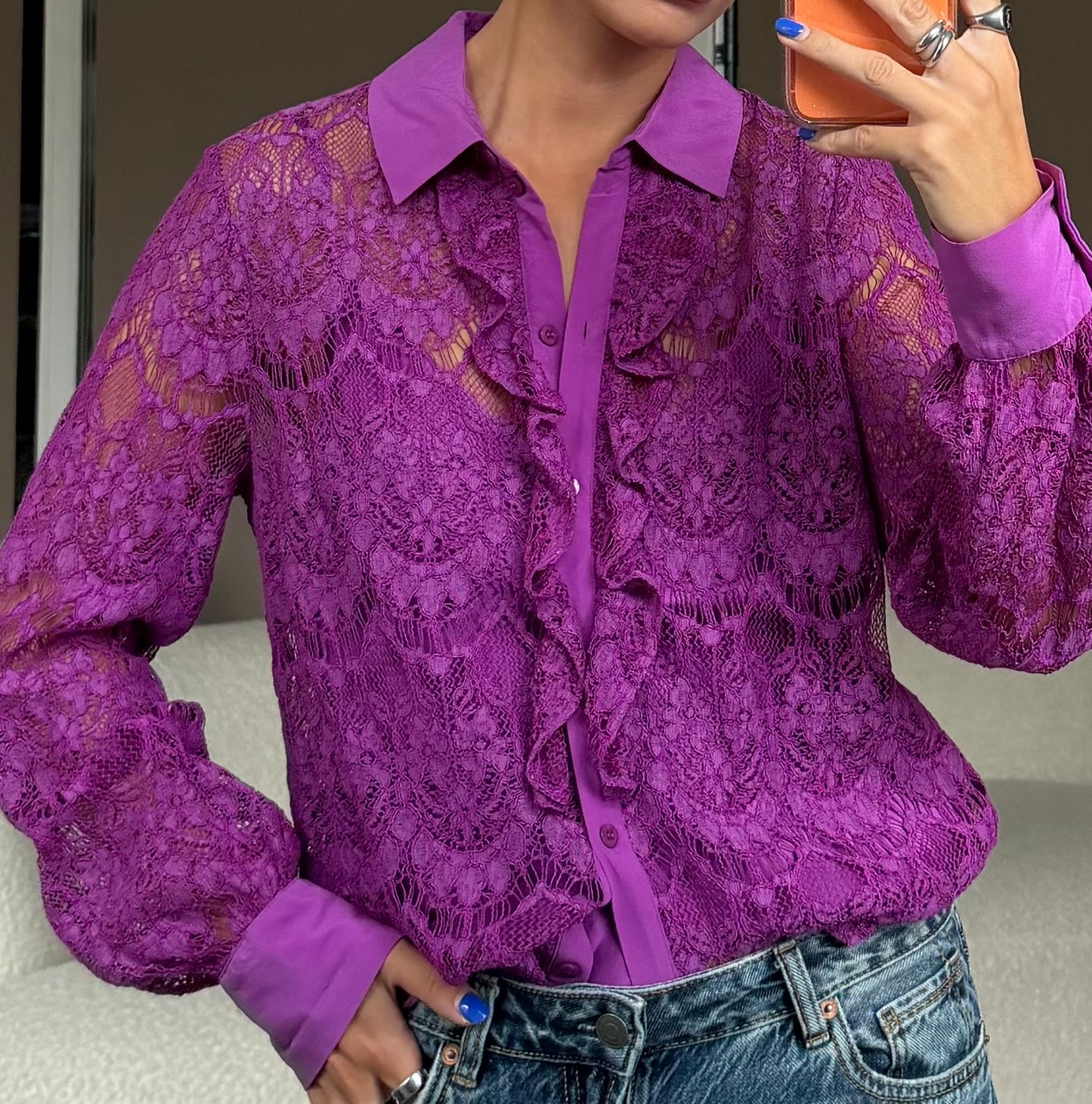 Pre-Owned Purple Lace Top (40)