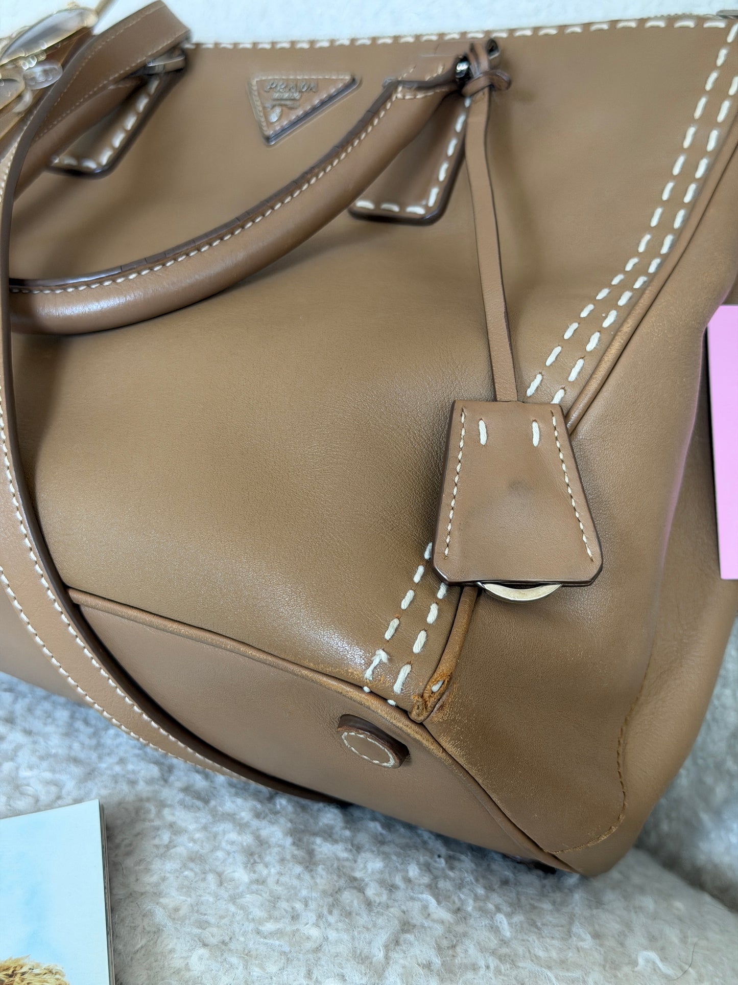 Pre-Owned Tan Leather 'Baggy' Medium Galleria Crossbody Bag