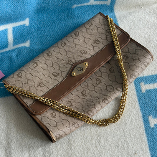 Pre-Owned Beige Dior Honeycomb Coated Canvas Shoulder Bag