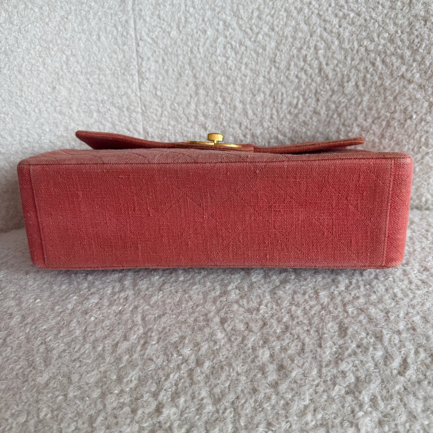 Pre-Owned Pink Matelassé Denim Maxi Single Flap