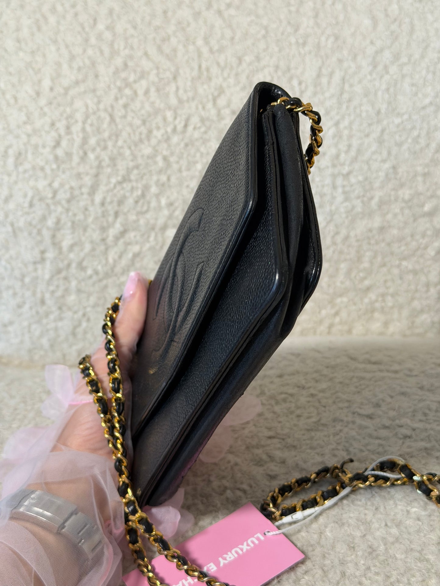 Pre-Owned Black Timeless Caviar Wallet on Chain