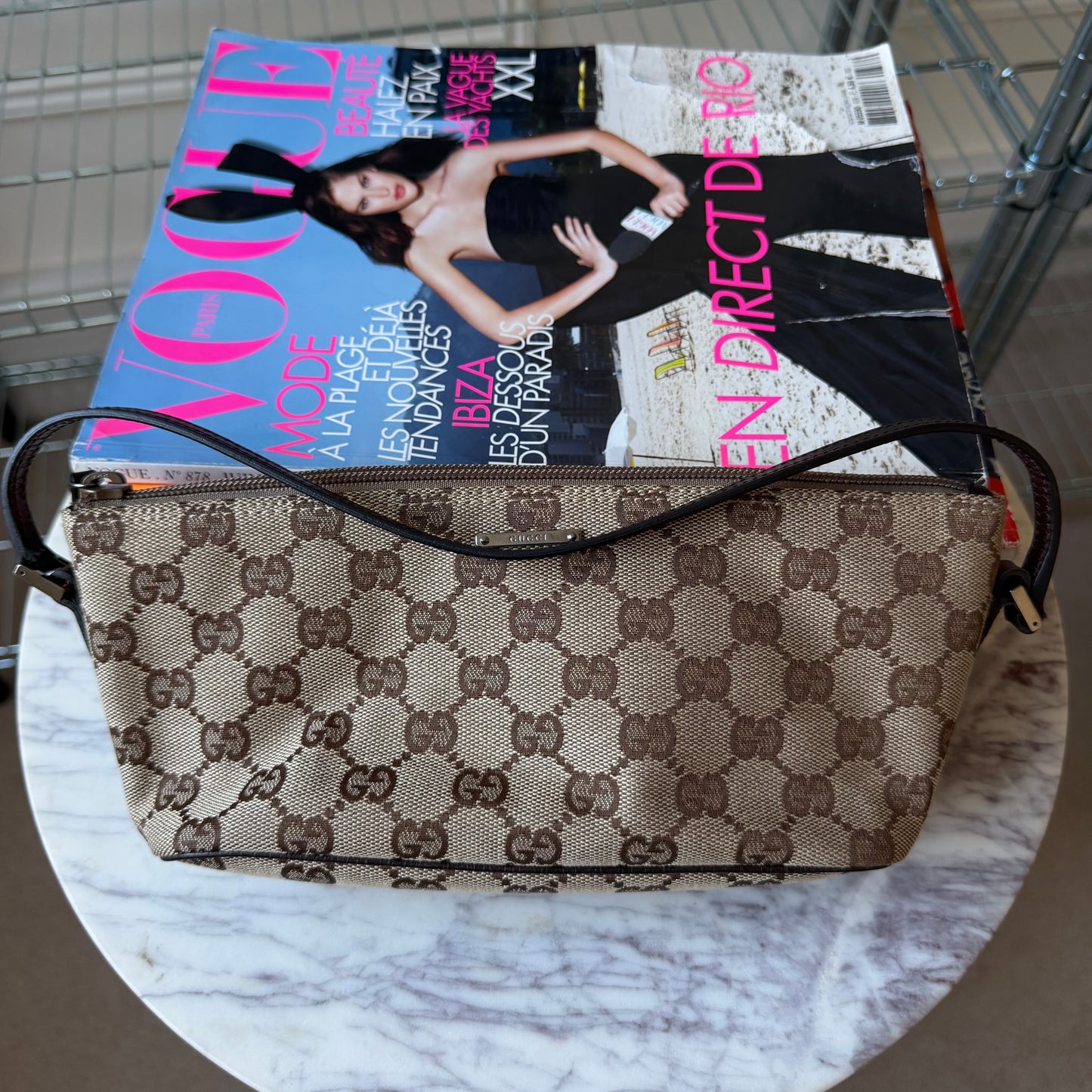 Pre-Owned Beige GG Canvas Boat Bag