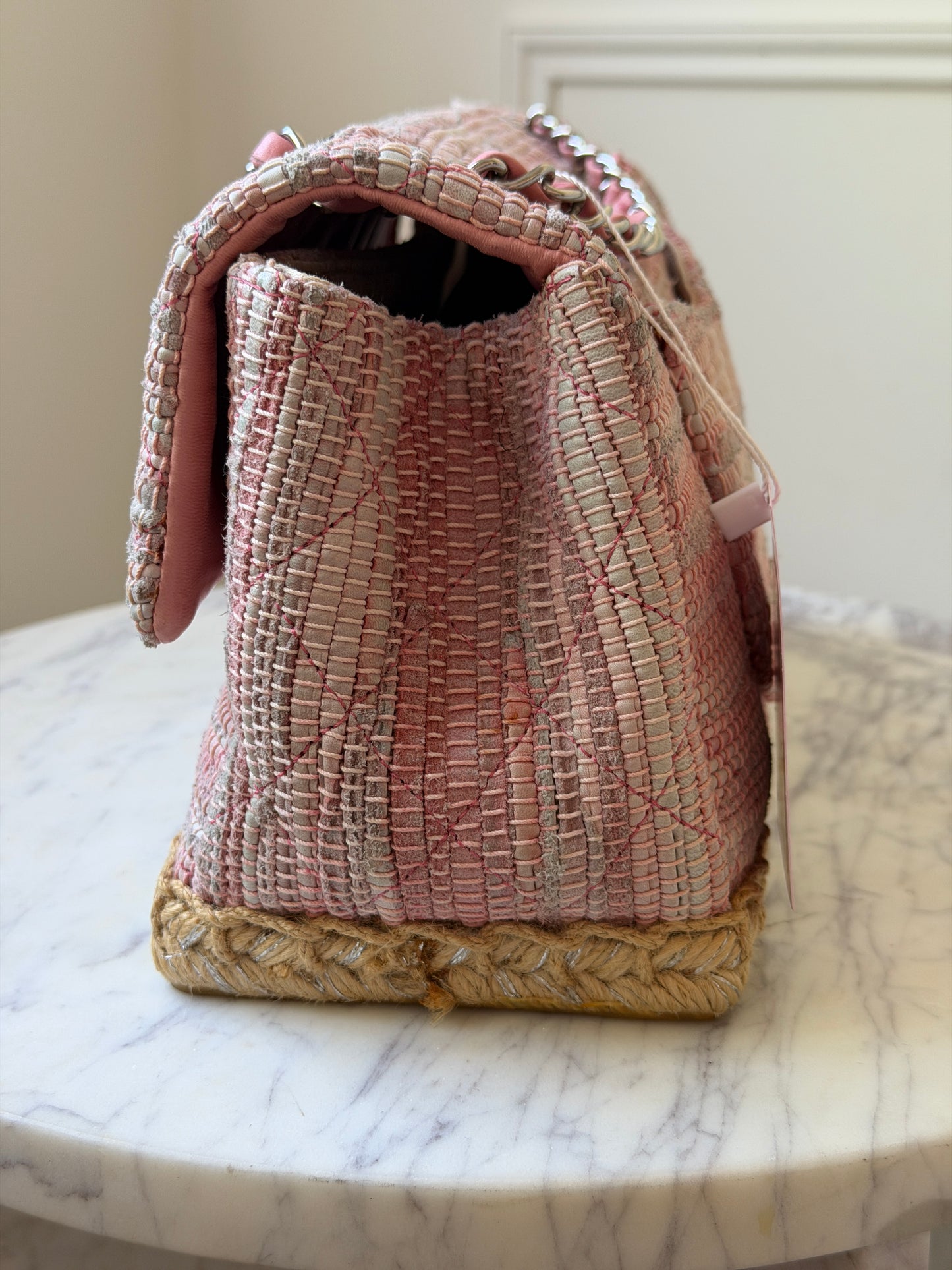 Pink Tweed Single Flap Shoulder Bag