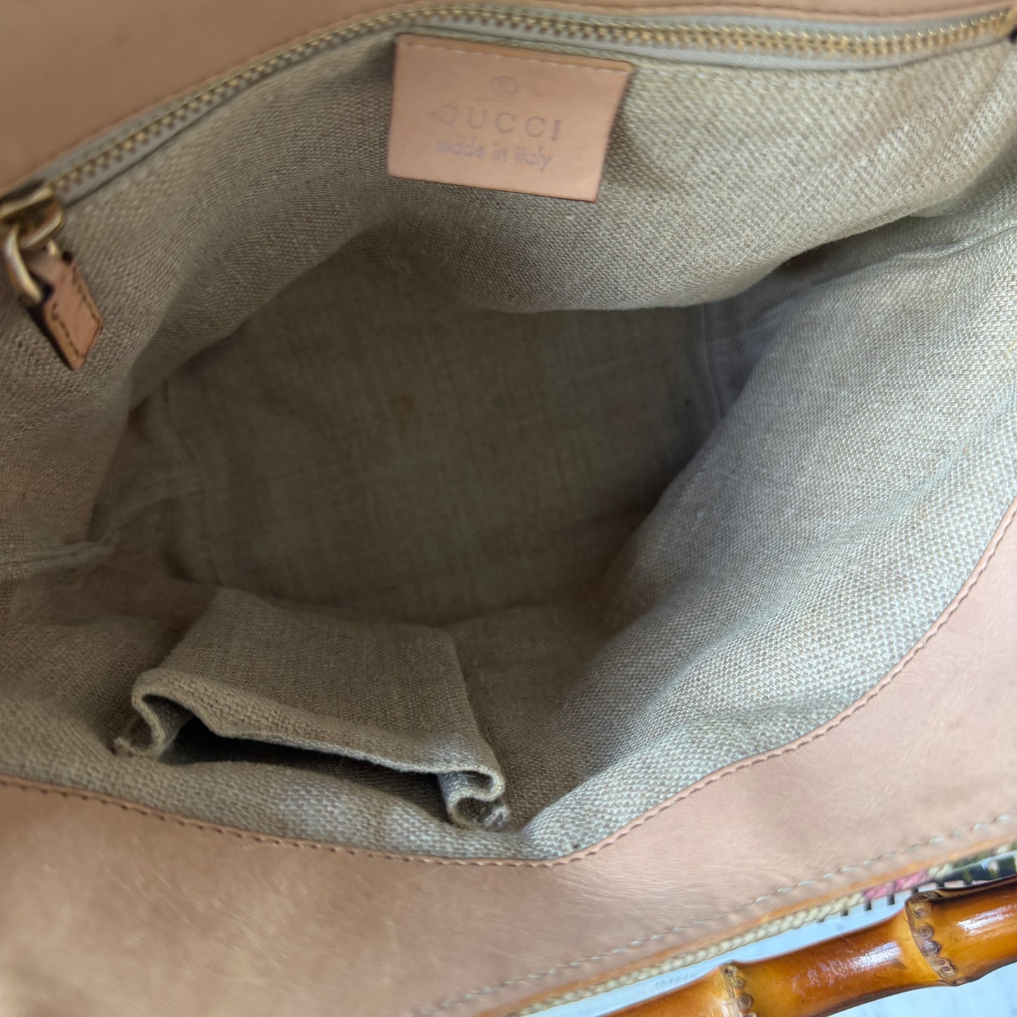 Pre-Owned Floral Canvas Bamboo Shoulder Bag