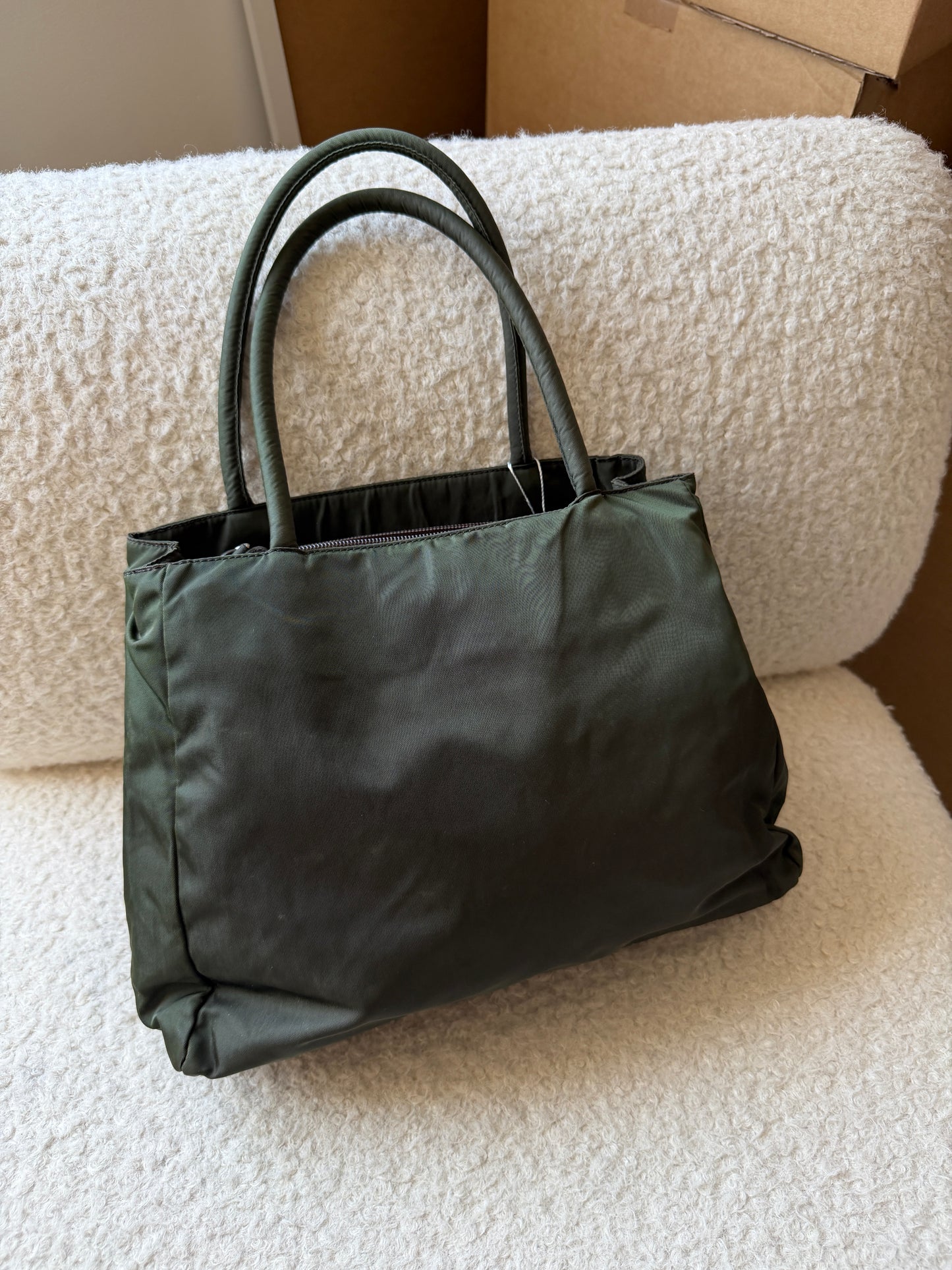 Pre-Owned Khaki Nylon Shoulder Bag