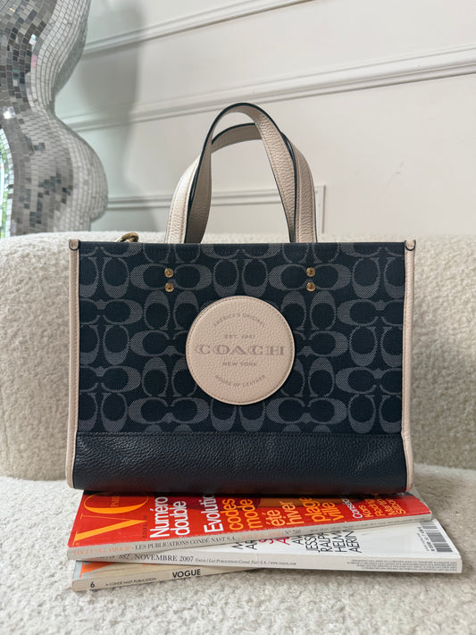 Pre-Owned Blue Canvas Crossbody Tote Handbag