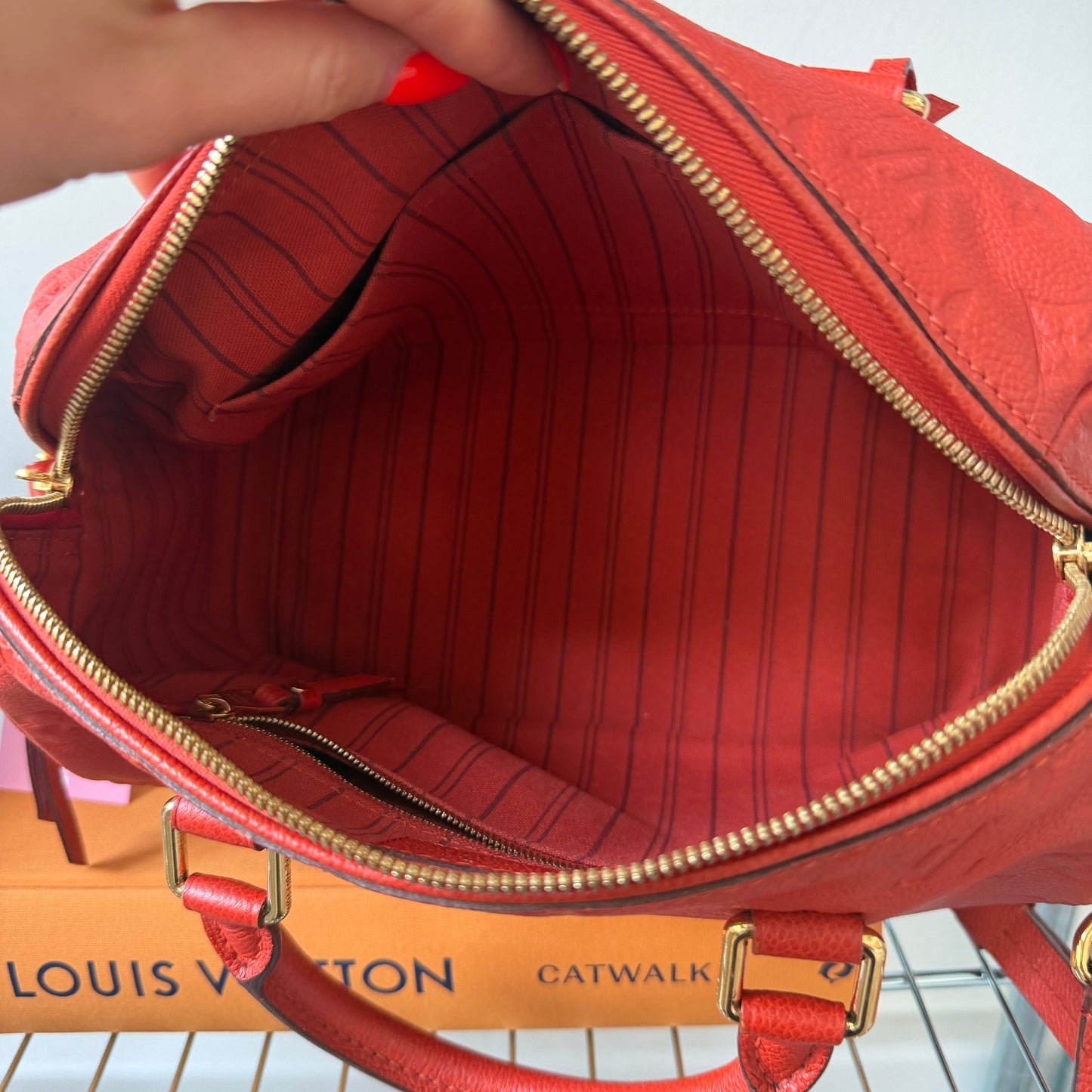 Pre-Owned Red Empreinte Leather Speedy 25 Bandouliere