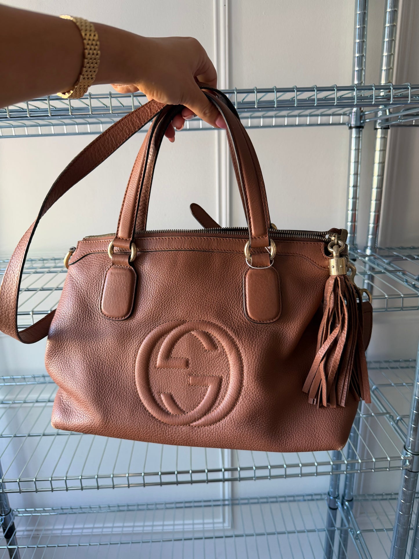 Pre-Owned Brown Soho Pebbled Leather Crossbody Bag