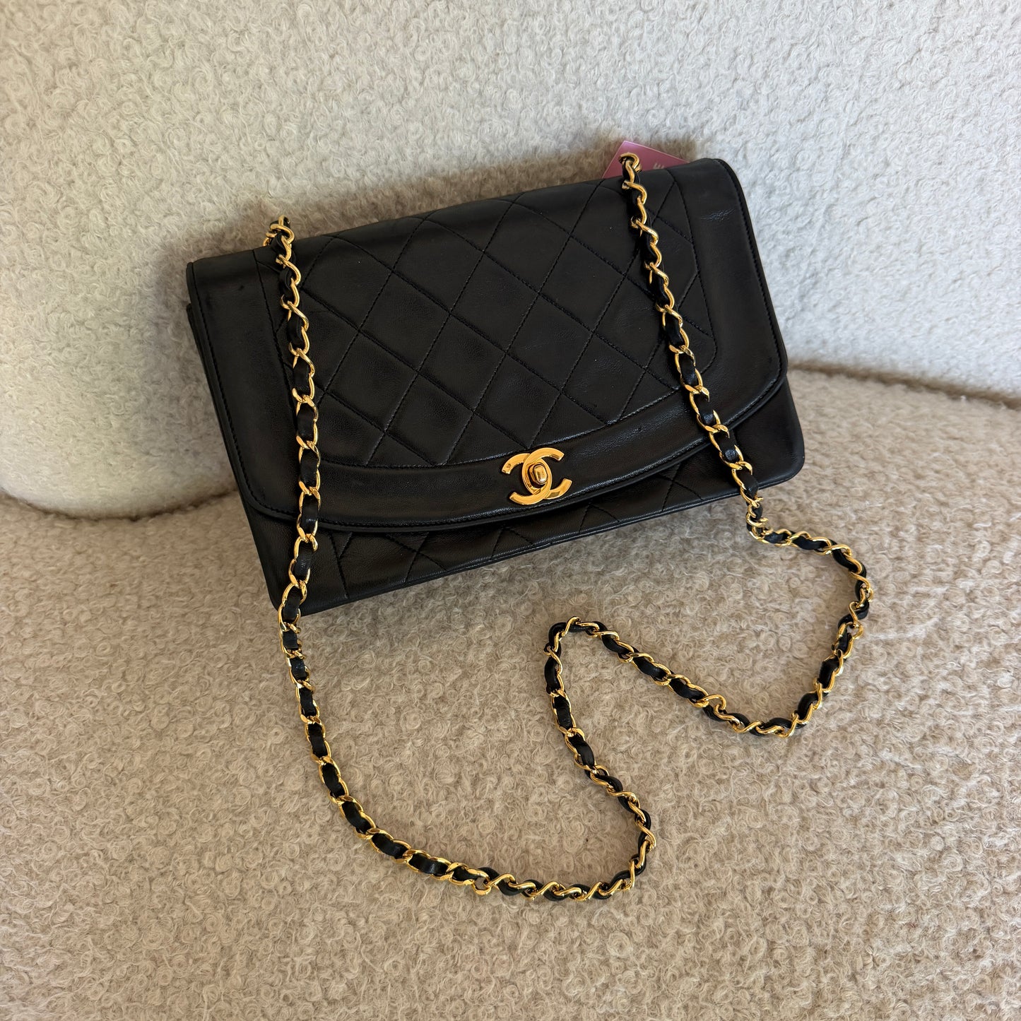 1989-91 Black Lambskin Diana Crossbody Single Flap
