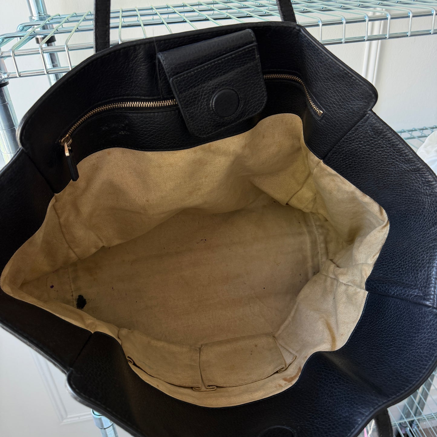 Pre-Owned Black Pebbled Leather Shopper Tote