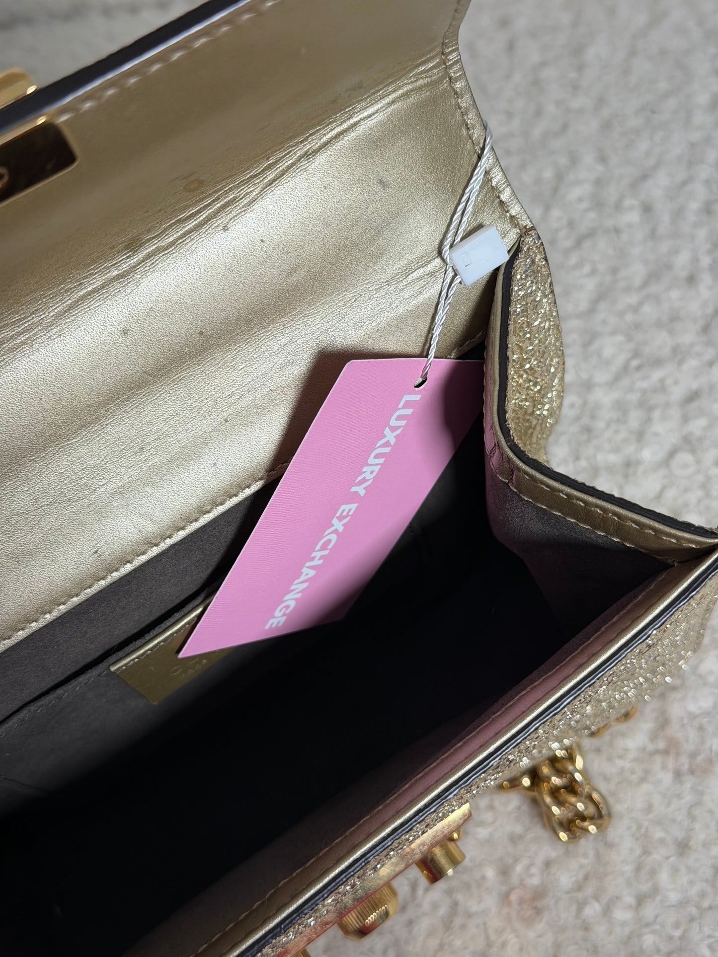 Pre-Owned Gold Metallic Leather Crossbody Bag