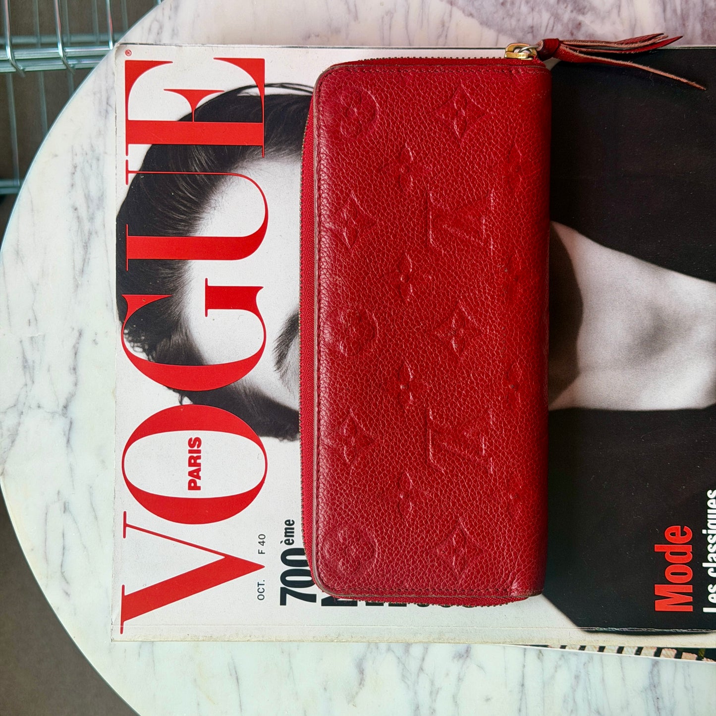 Pre-Owned Red Monogram Empreinte Leather Wallet