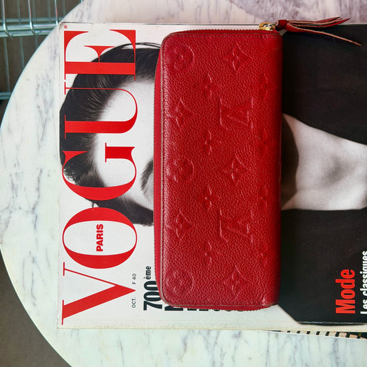 Pre-Owned Red Monogram Empreinte Leather Wallet