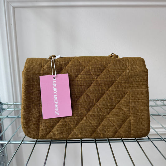 Pre-Owned Khaki Fabric Diana Single Flap Crossbody Bag