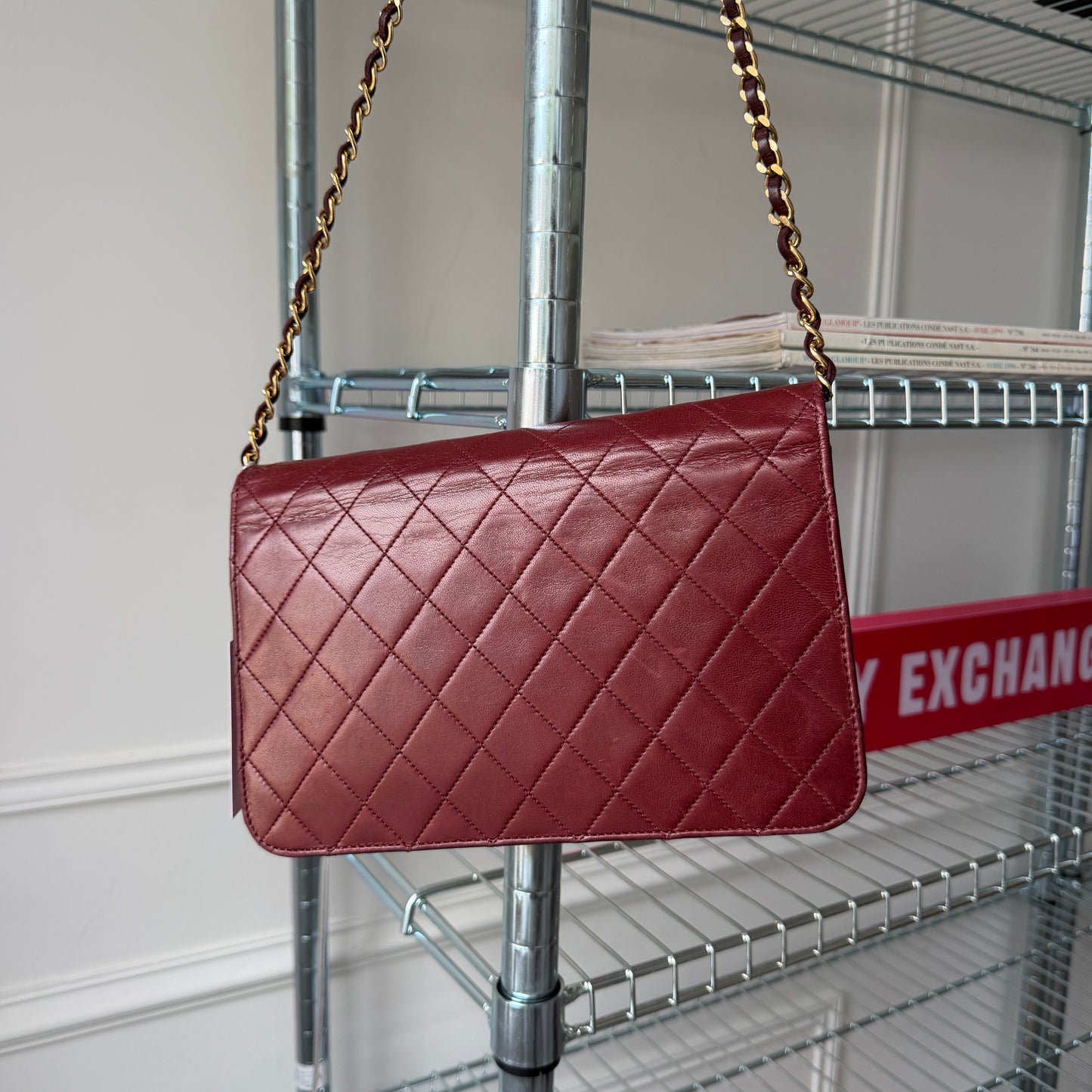 Pre-Owned Bordeaux Matelassé Lambskin Leather Full Flap