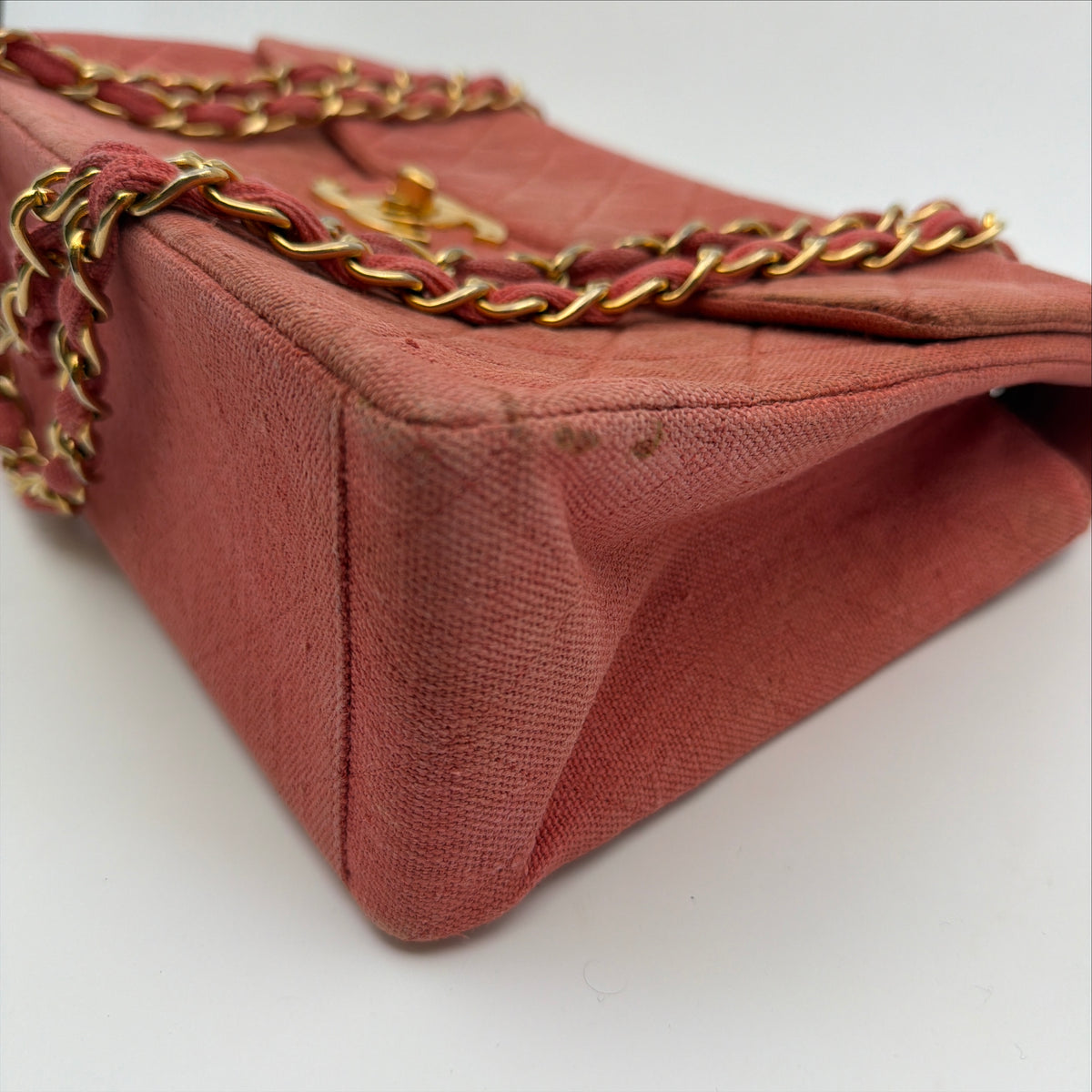 Pre-Owned Pink Matelassé Denim Maxi Single Flap