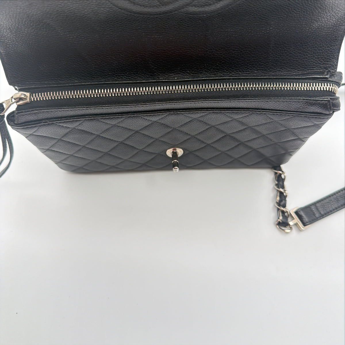 Pre-Owned Black Matelassé Caviar Leather Backpack