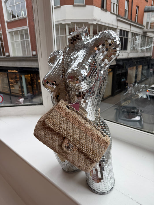 2018 Beige Tweed Classic Double Flap