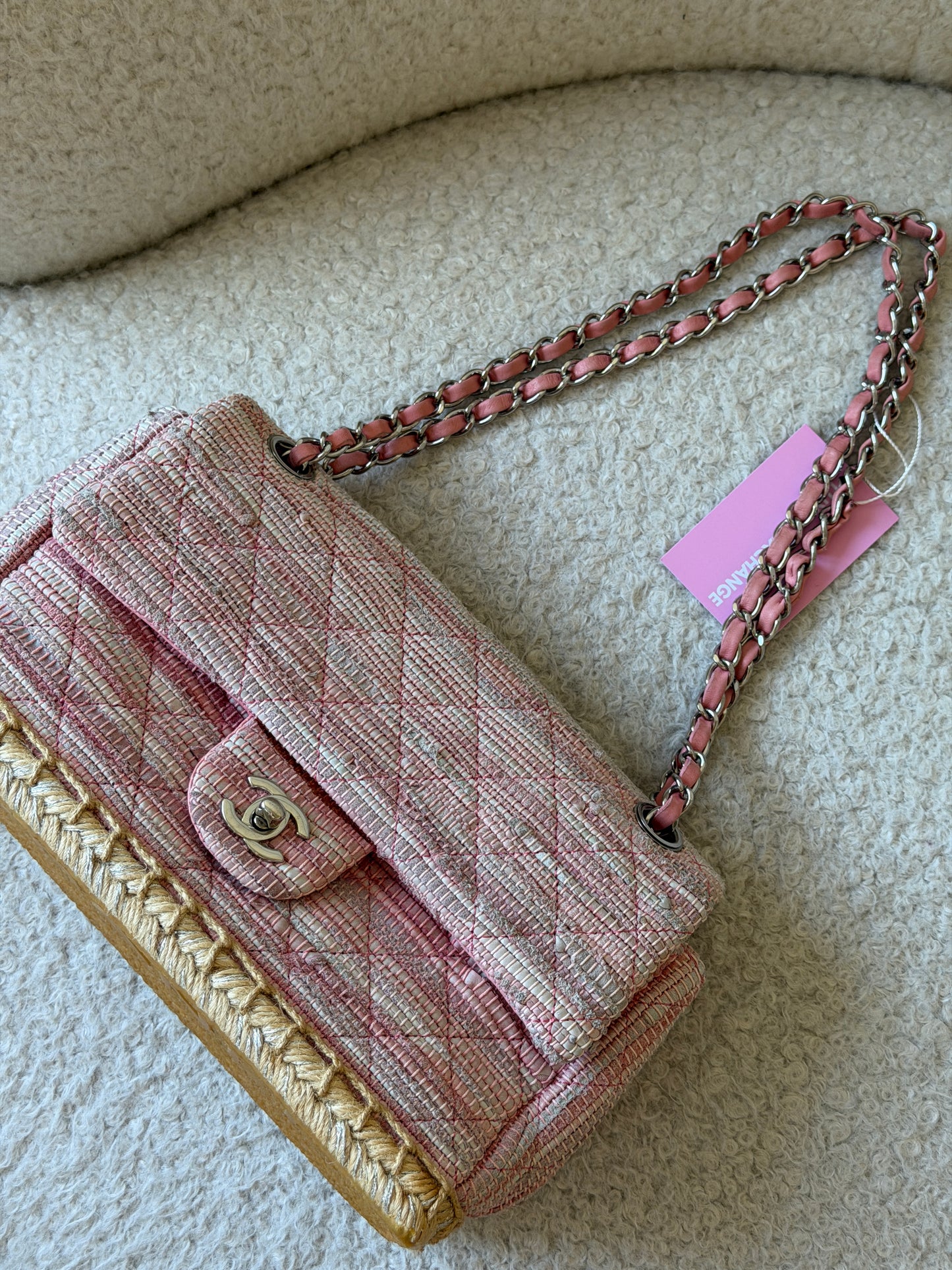 Pink Tweed Single Flap Shoulder Bag