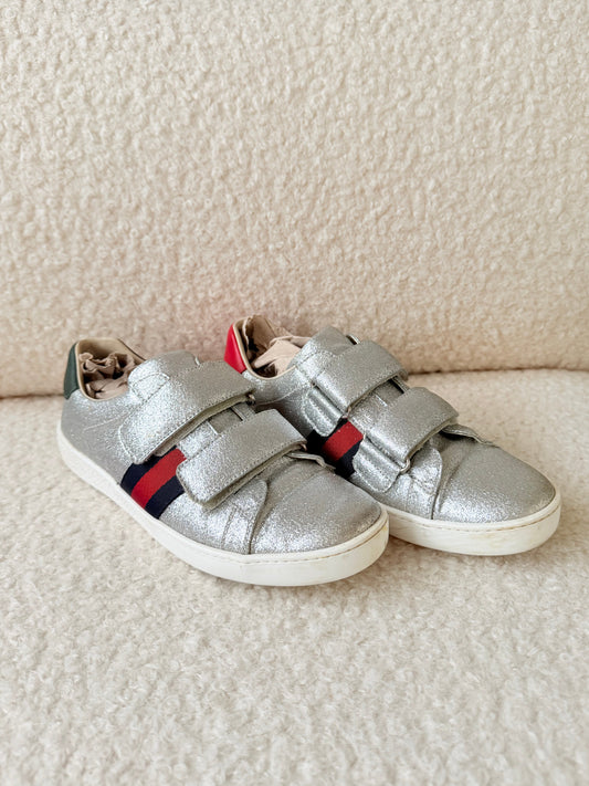 Glitter Silver Trainers UK3