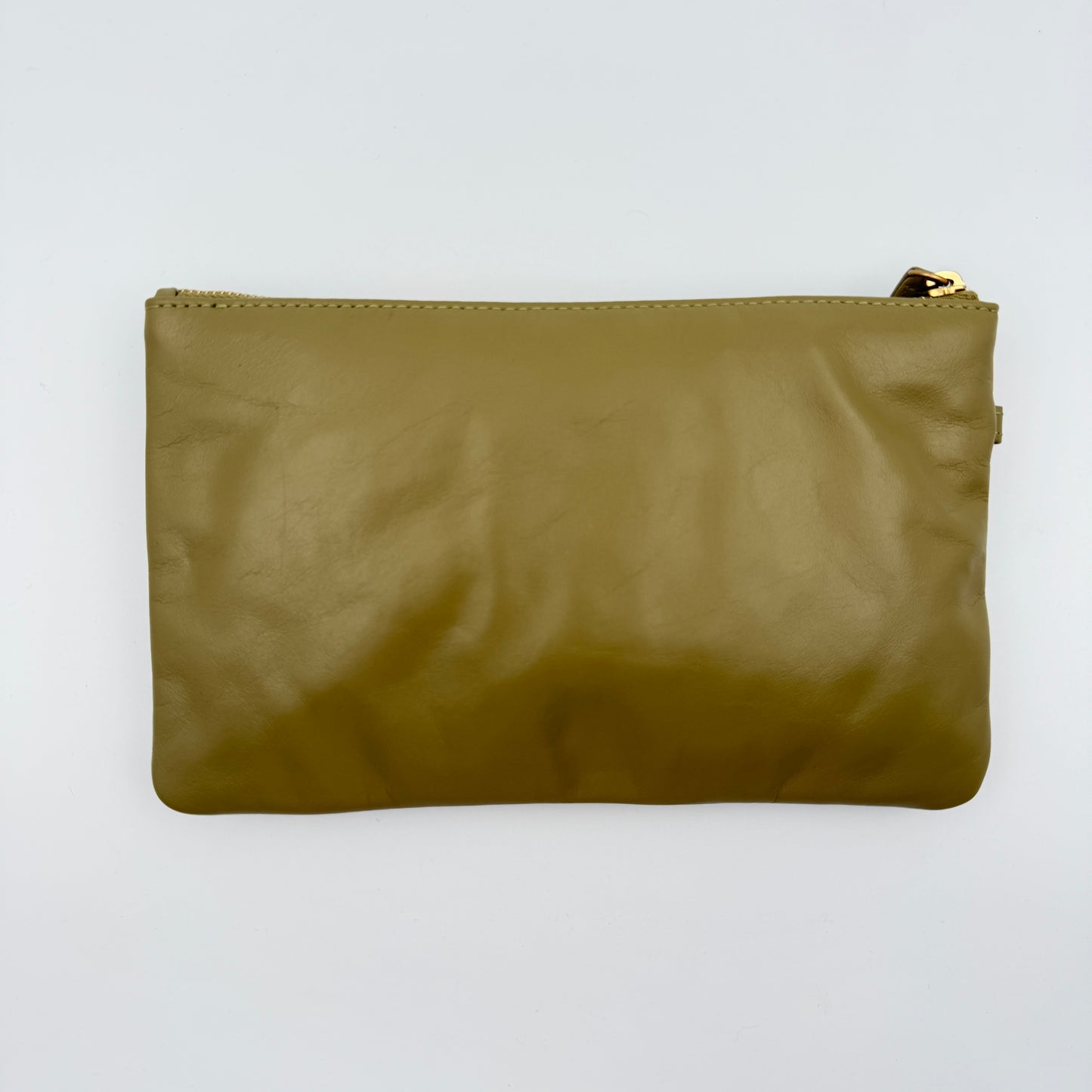 Pre-Owned Green Shiny Lambskin Leather Clutch Bag