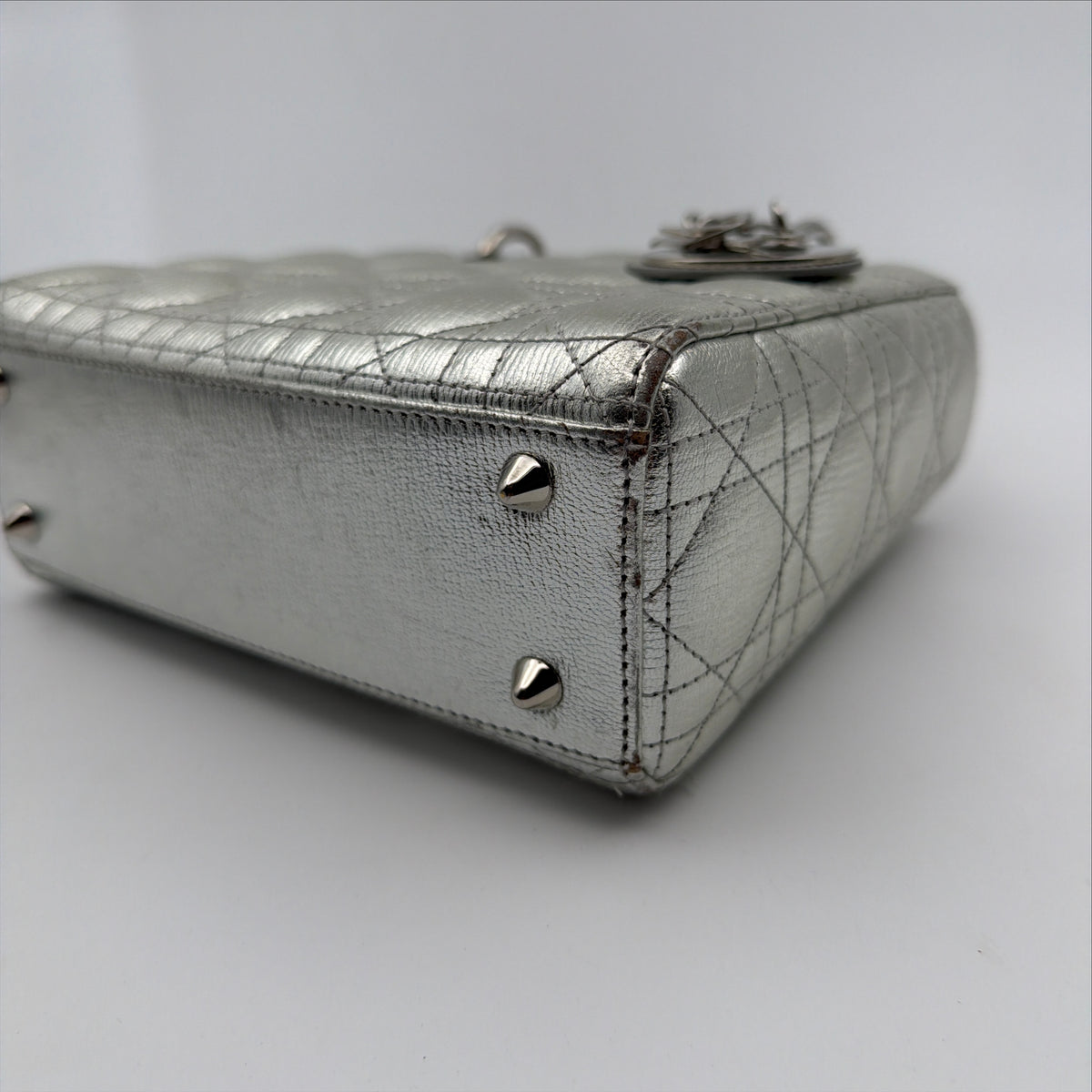 Pre-Owned Silver Metallic Small  Lady Dior