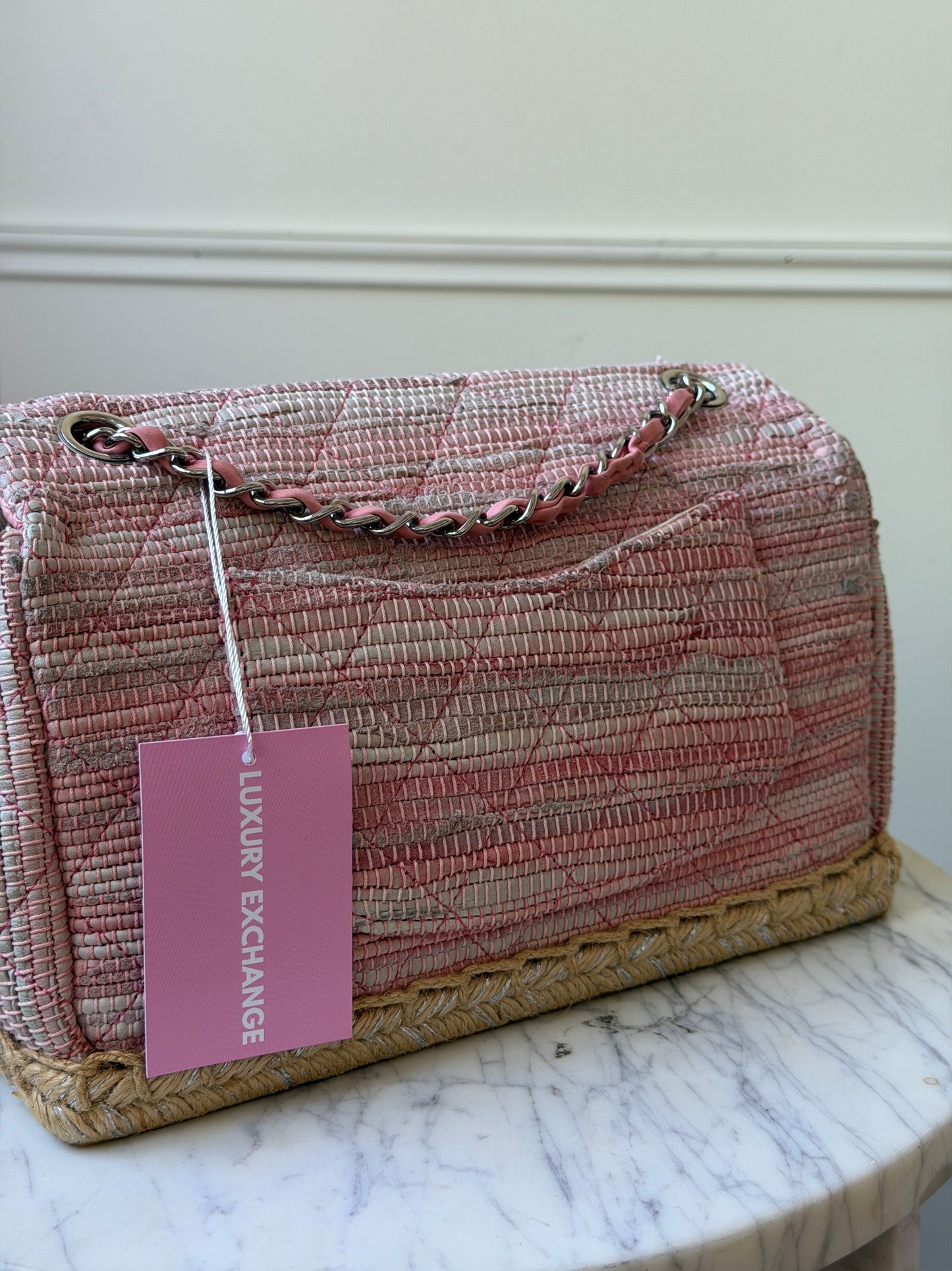 Pink Tweed Single Flap Shoulder Bag