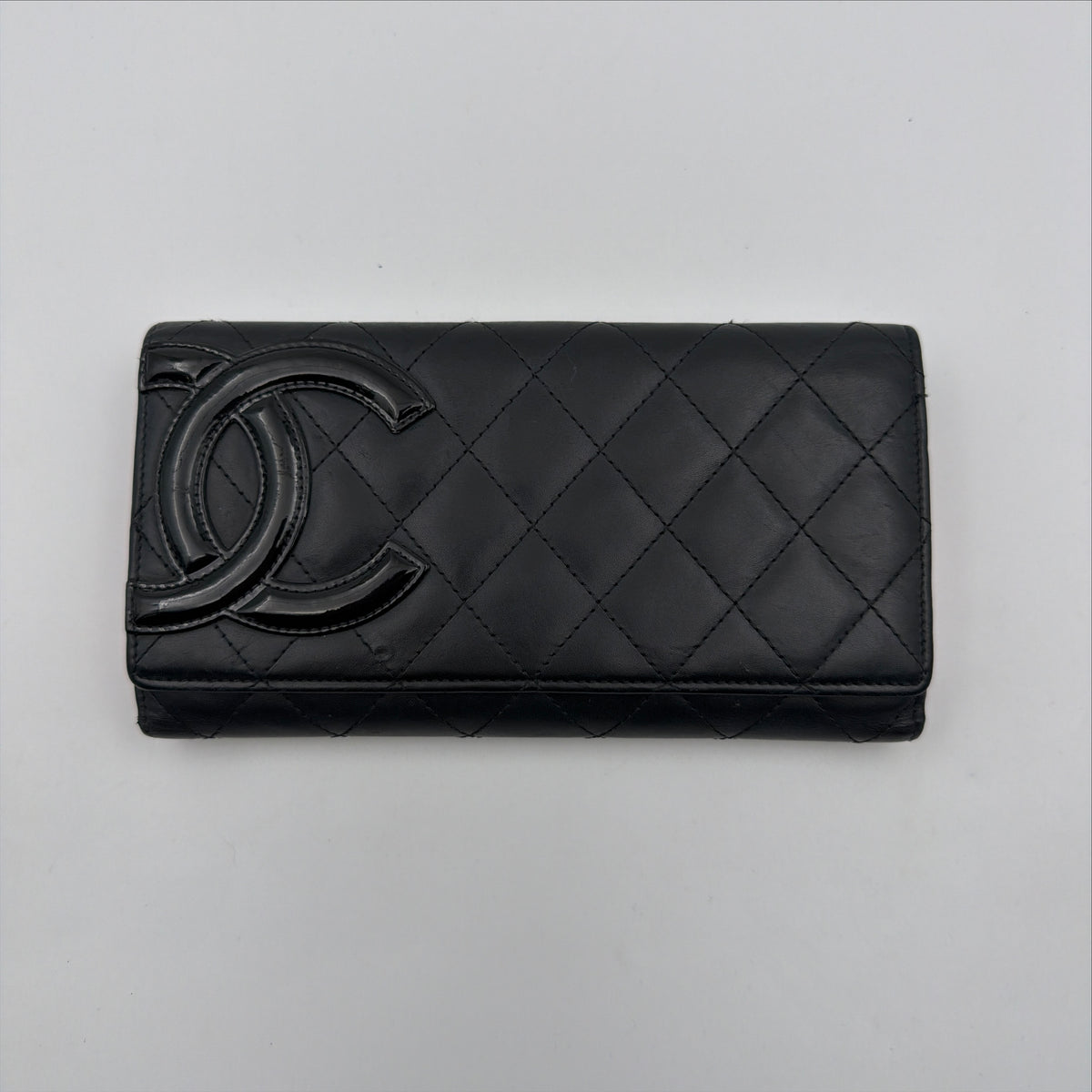 Pre-Owned Black Cambon Lambskin Leather Wallet