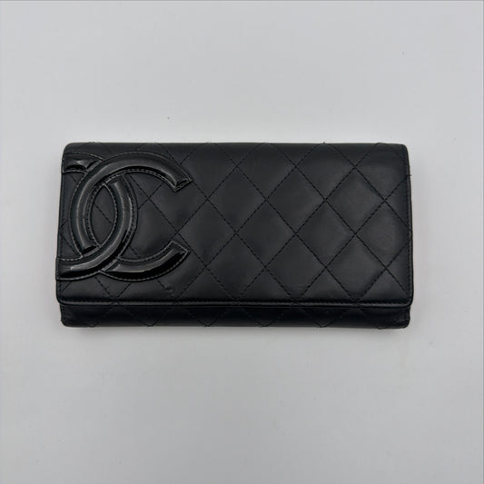 Pre-Owned Black Cambon Lambskin Leather Wallet