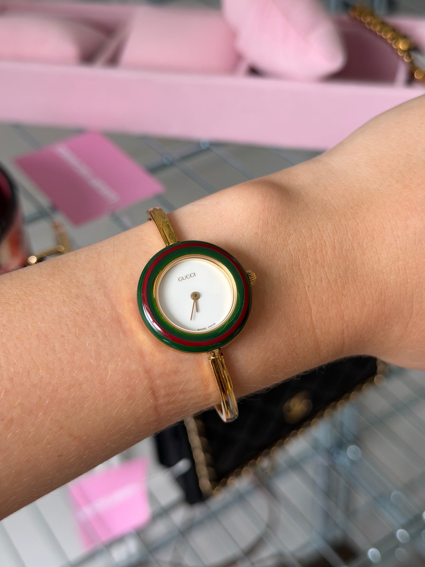 Pre-Owned Gold-Tone Change Bezel Watch - Green Insert Only