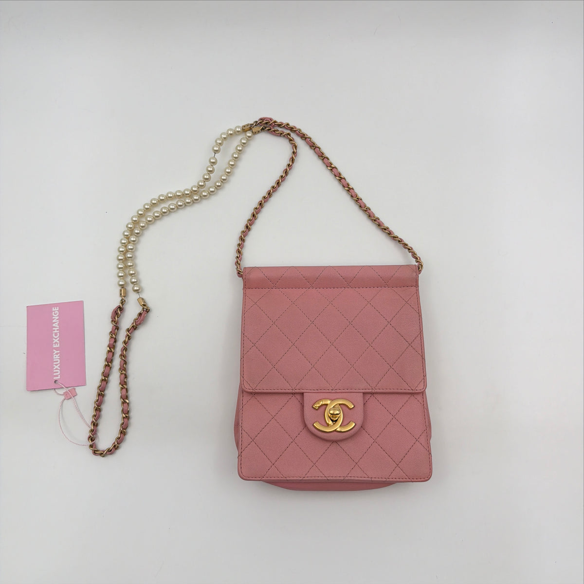 Pre-Owned Pink Pearls Lambskin Leather Single Flap Crossbody Bag