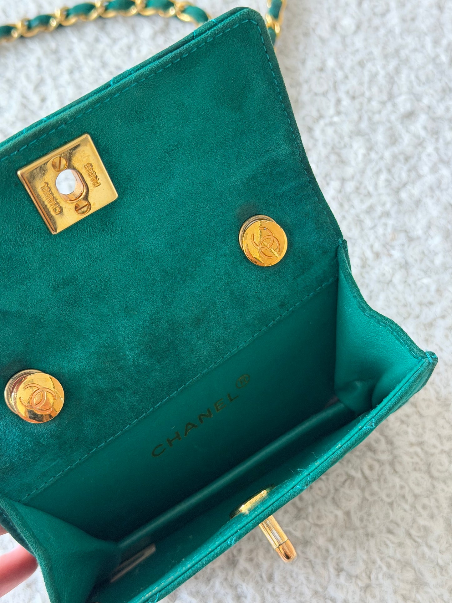 Pre-Owned Green Suede Mini Crossbody Single Flap Handbag
