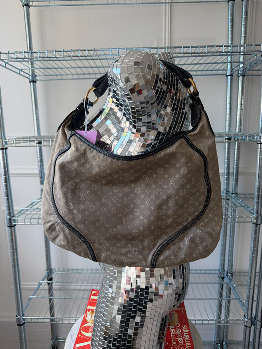 Pre-Owned Green Mini Lin Canvas Manon Shoulder Bag