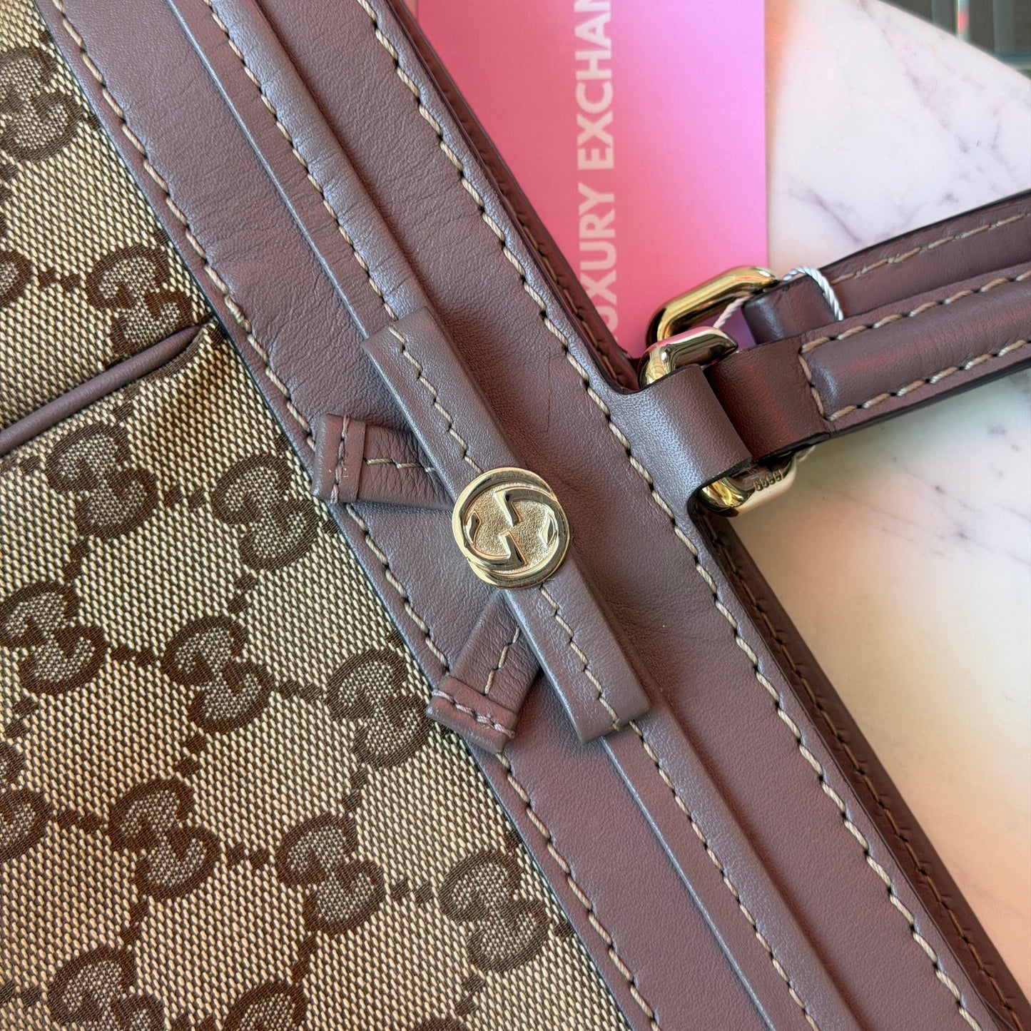 Pre-Owned Purple/Beige GG Canvas Shopper Tote