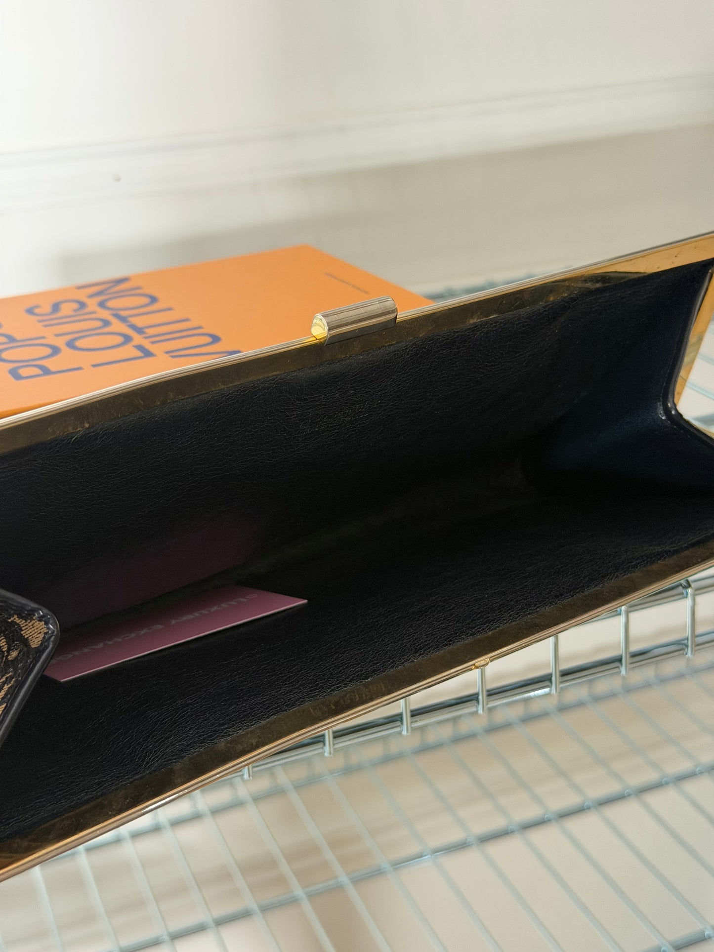 Pre-Owned Navy Trotter Canvas Clutch Bag