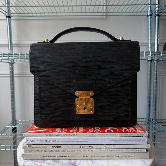 Pre-Owned Black Epileather Monceau GM Crossbody Bag