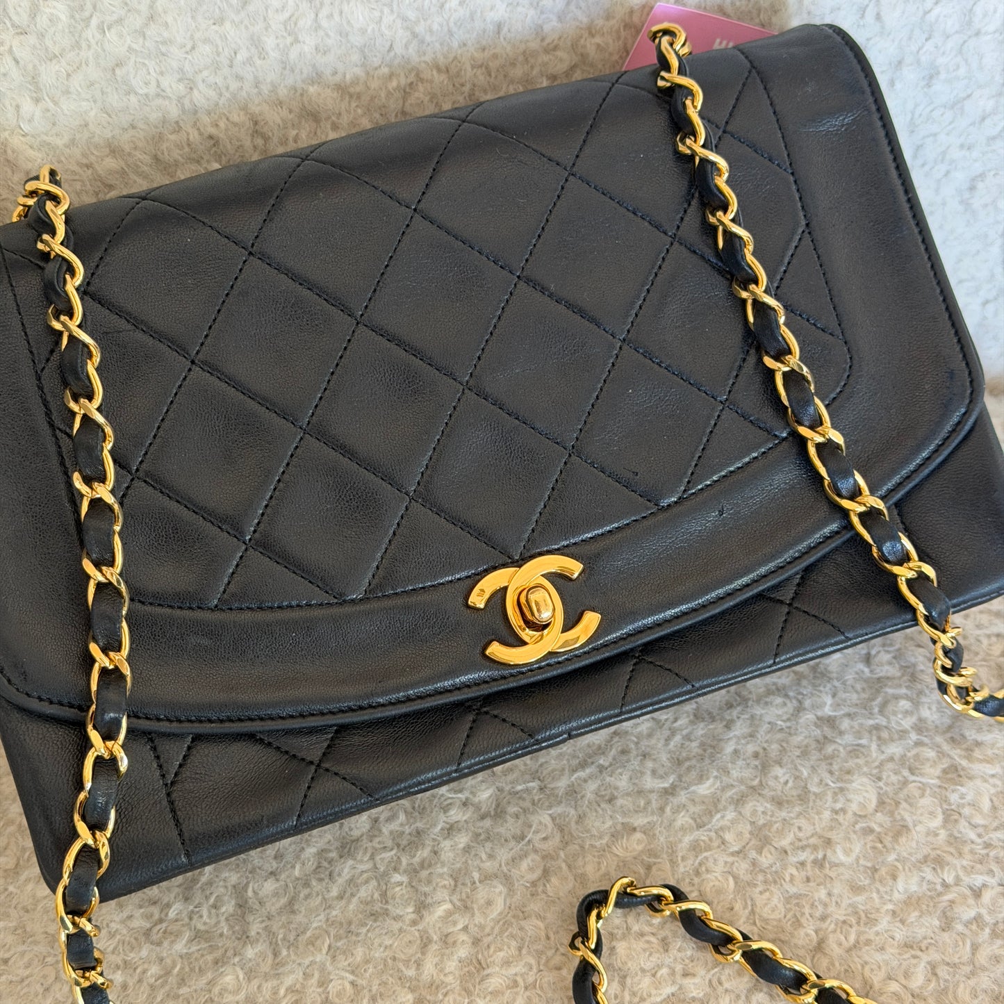 1989-91 Black Lambskin Diana Crossbody Single Flap